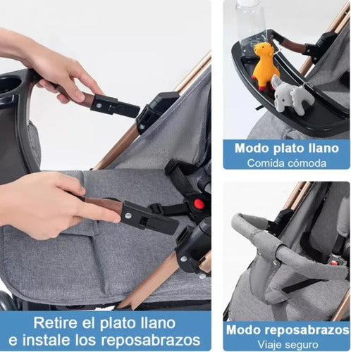 Coche Carriola De Paseo Para Bebe Plegable Burdeos Color Rosa Marrón Claro