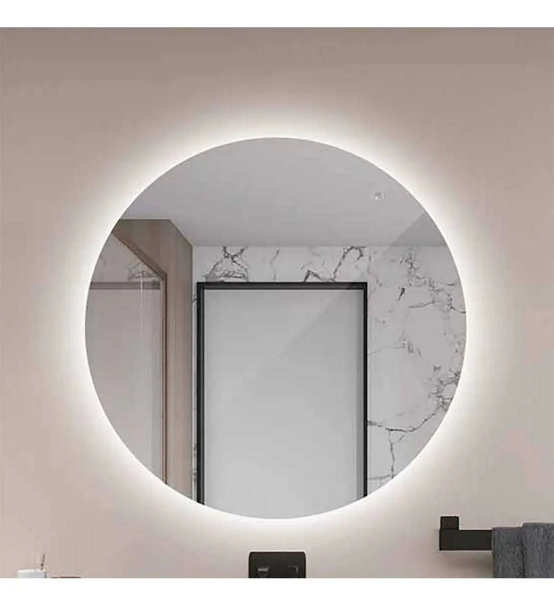 Espejo redondo con luz LED sin marco 70cm diametro tactil blanco