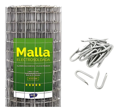 Tejido malla electrosoldada galvanizada rollo 1.80m x25 mt