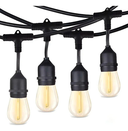 Guirnalda Guia Luces Jardin Lamparitas Led E27 Reforzadas Blanco Cálido