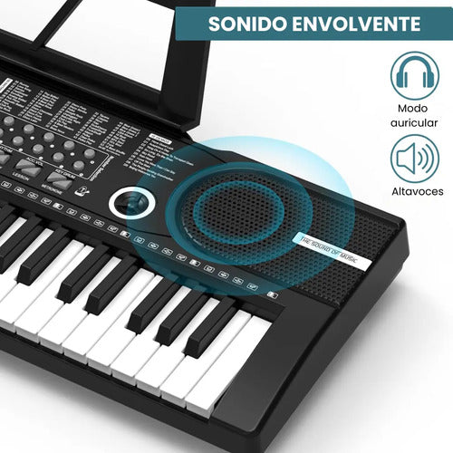 Teclado Musical Órgano Piano 61 Teclas Ritmos Calidad Negro