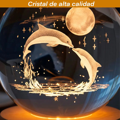 Veladora Bola De Cristal Con Luz Led Diseño Delfín 8cm Blanco