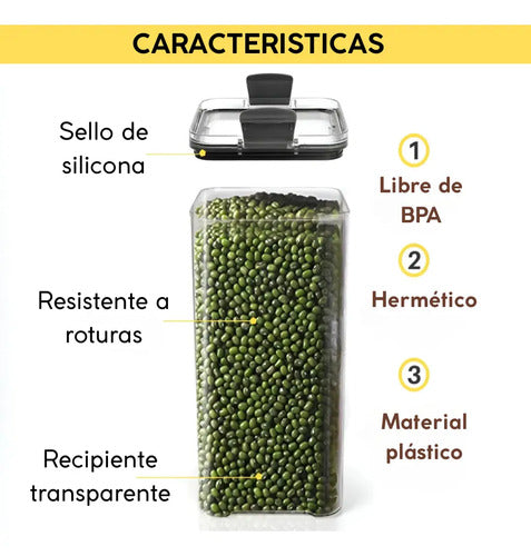 Set 4 Tarros Recipientes Hermeticos Para Cocina Negro