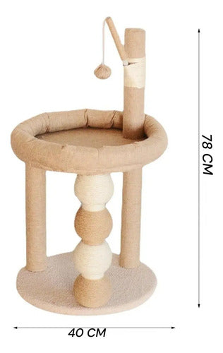 Rascador Para Gato Torre Con Felpa Forrado En Sisal Juego Beige