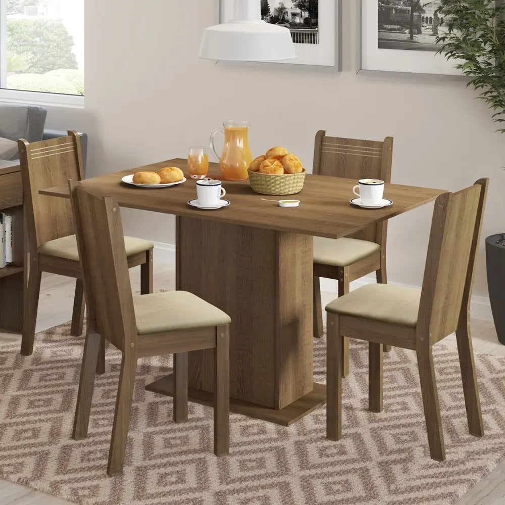 Juego de comedor 4 sillas mesa comedor tapizado Lexi