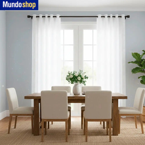 Juego De Cortinas Blancas Poliéster Estampada 106cm X 160cm Blanco
