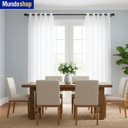Juego De Cortinas Blancas Poliéster Estampada 106cm X 160cm Blanco