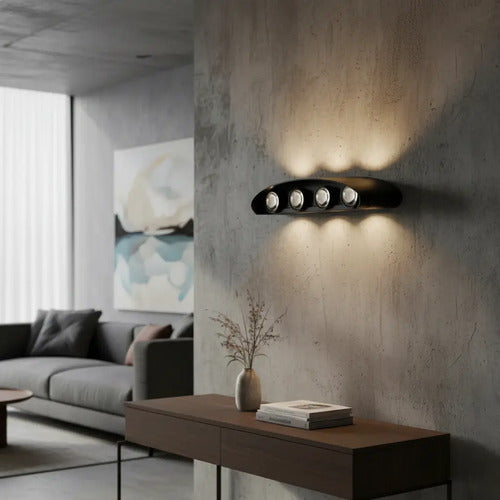 Aplique Bidireccional Exterior Jardín Led Integrado 8x2w Negro