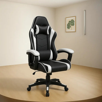 Silla gamer pro giratoria calidad PC players gaming play blanco cuero sintético