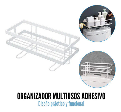 Organizador Adhesivo Metal Cocina Baño Con Ganchos