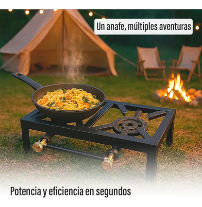 Anafe a gas Outter portátil de 2 hornallas para camping negro