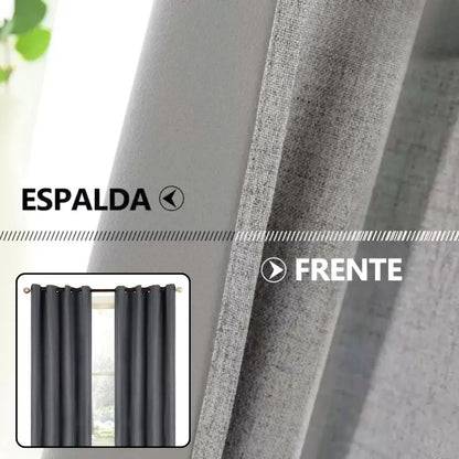 Cortina 2 paños 140 x220 cm textura lino blackout
