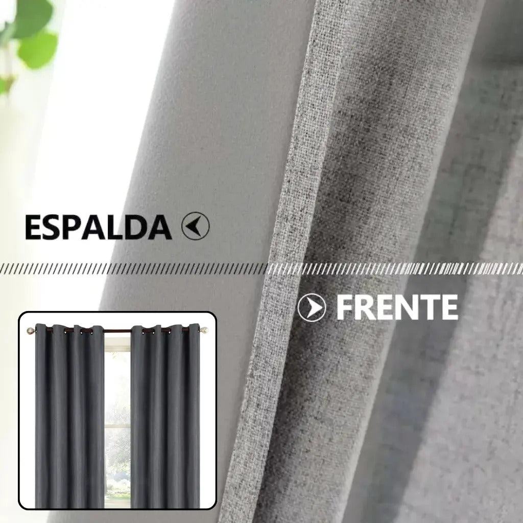 Cortina 2 paños 140 x220 cm textura lino blackout
