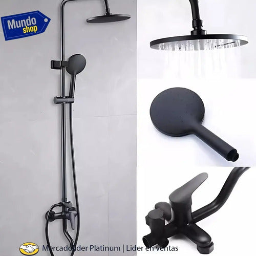 Duchero Canilla Monocomando Mezcladora Para Baño Negro Negro Mate