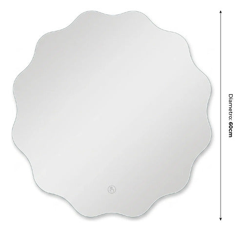 Espejo Touch Sin Marco Con Luz Led 60cm Diámetro Táctil Blanco