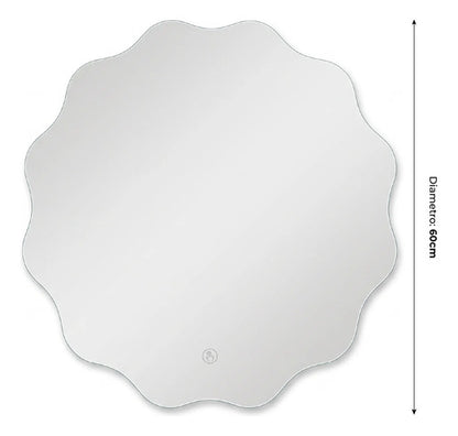 Espejo Touch Sin Marco Con Luz Led 60cm Diámetro Táctil Blanco