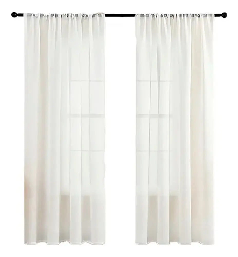 Juego de cortinas de lino blancas 213 cm x132 cm blanco