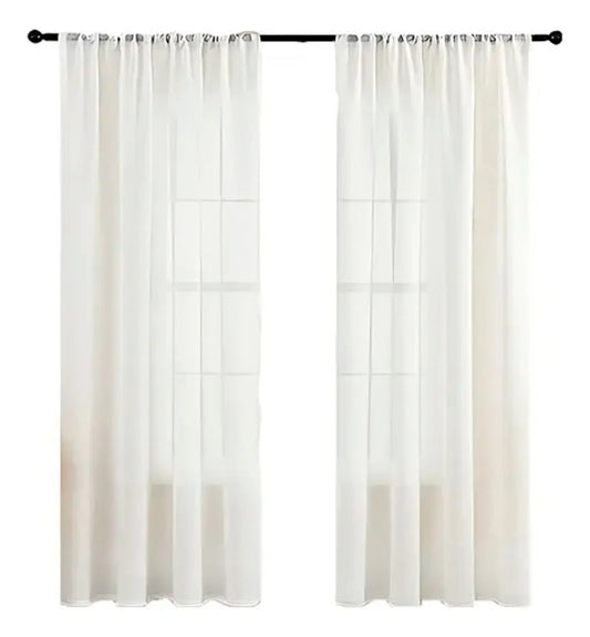 Juego de cortinas de lino blancas 213 cm x132 cm blanco
