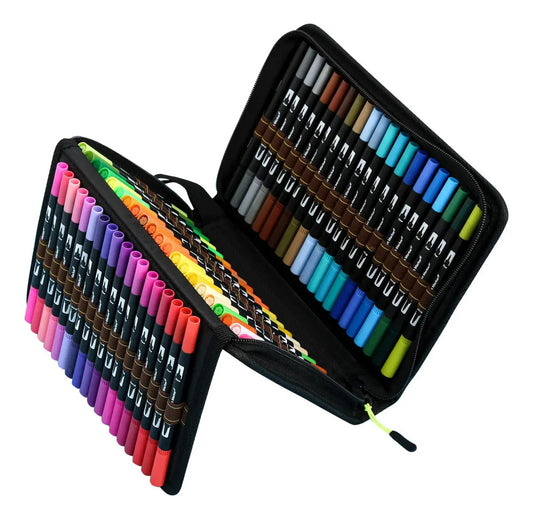 Set 60 marcadores de doble punta colores con estuche