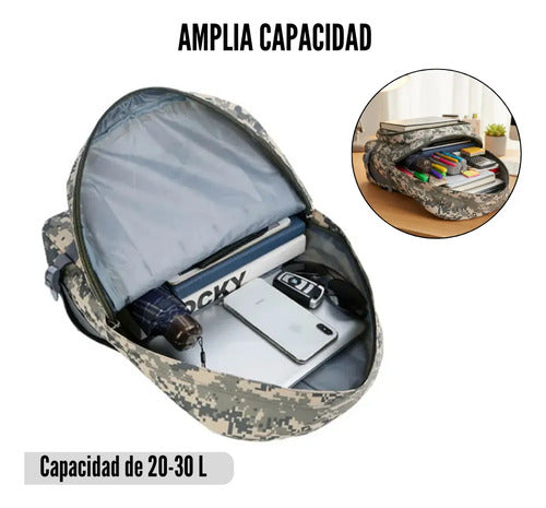Mochila Urbana Táctica Militar Gris Militar