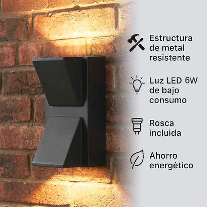 Aplique Exterior Jardin Con Led Integrado 6w Luz Metal Negro