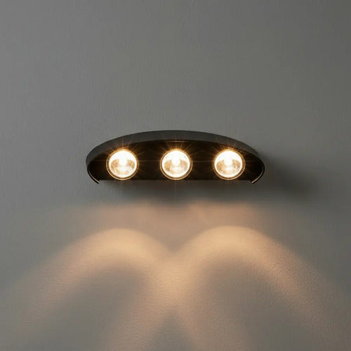 Aplique Bidireccional Exterior Jardín Led Integrado 6x2w Negro