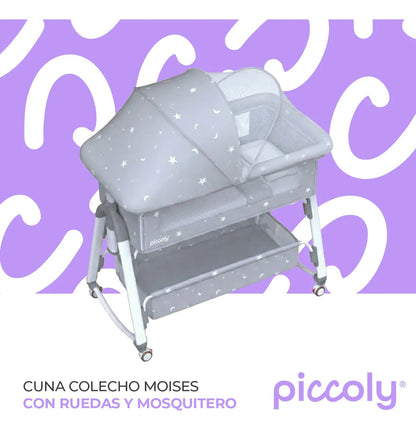 Cuna colecho moises ruedas mosquitero infantil bebé rosa