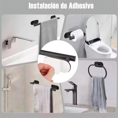 Set de baño 4 piezas acero inoxidable montaje en pared