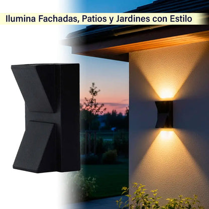 Aplique Exterior Jardin Con Led Integrado 6w Luz Metal Negro