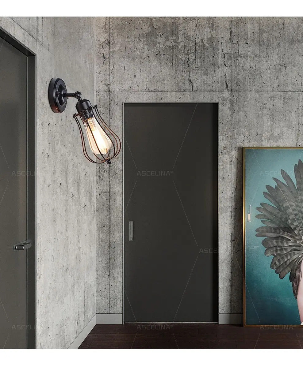 Aplique lampara pared jaula aplique vintage retro negro