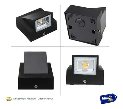 Pack X2 Aplique Exterior Con Led Integrado 3w Luz Metal Negro