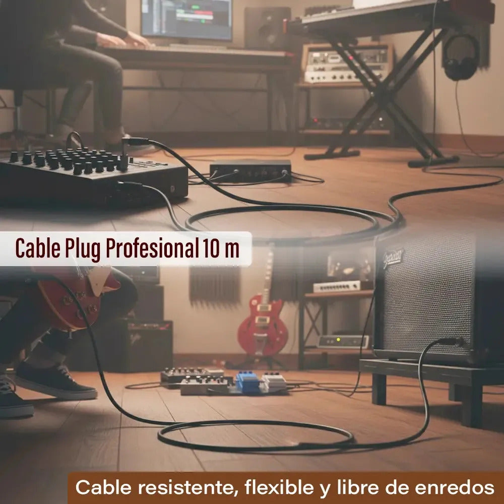 Cable plug 10 metros profesional instrumento guitarra bajo