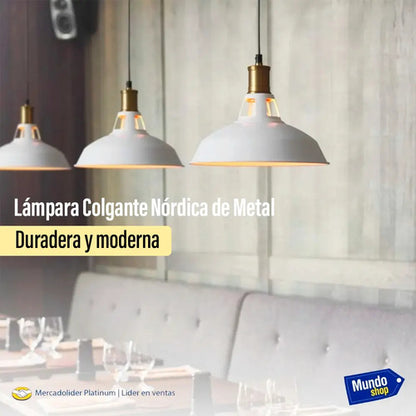 Lampara Colgante De Techo Metal Nordica Blanco Negro Luz