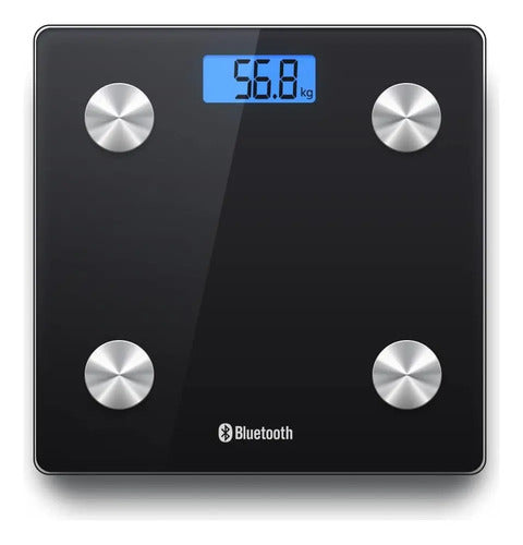 Balanza Bascula Digital De Baño Con Bluetooth Moderna 180kg Negro