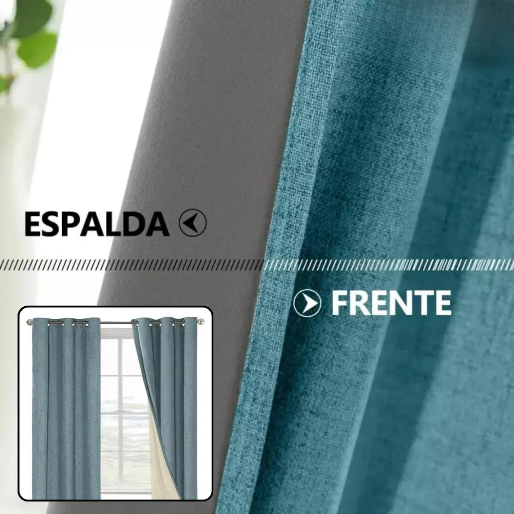 Cortina 2 paños 140 x220 cm textura lino blackout