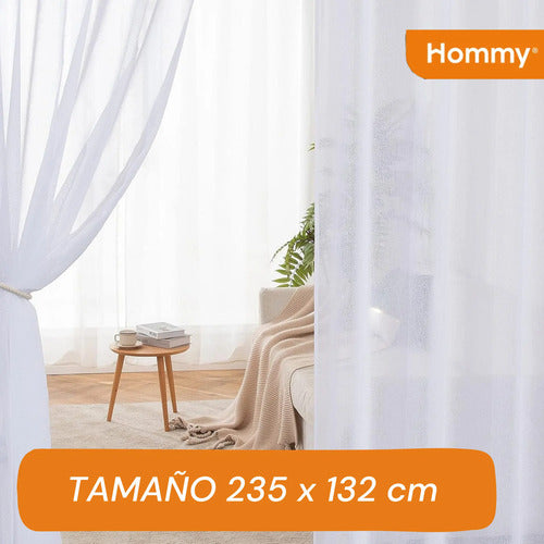 Juego De Cortinas Blancas Poliéster Estampada 245cm X 132cm Blanco