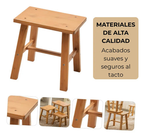 Banco Apoya Pies Madera Banquito Niños