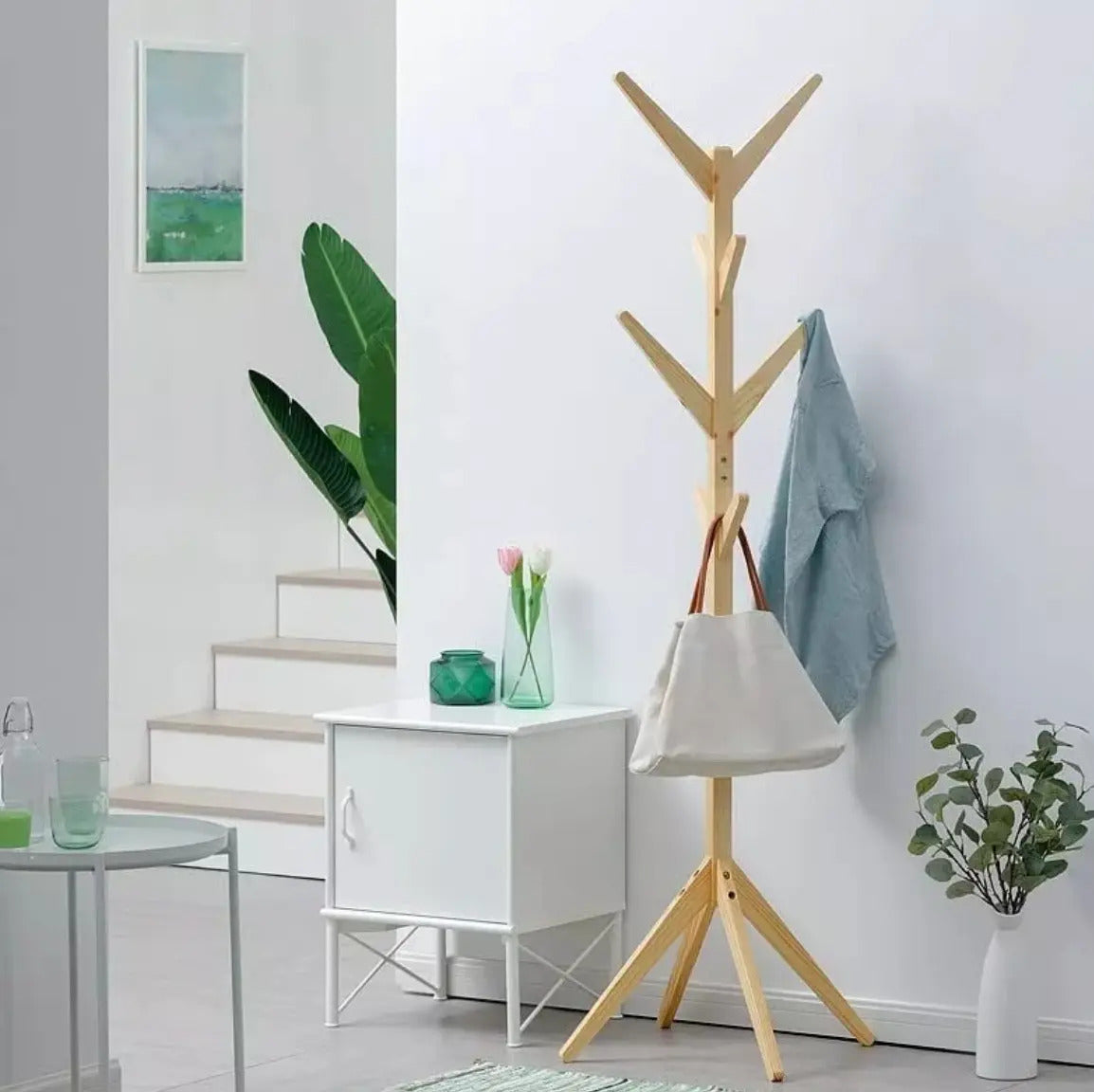 Perchero madera bambu de pie 175x45cm