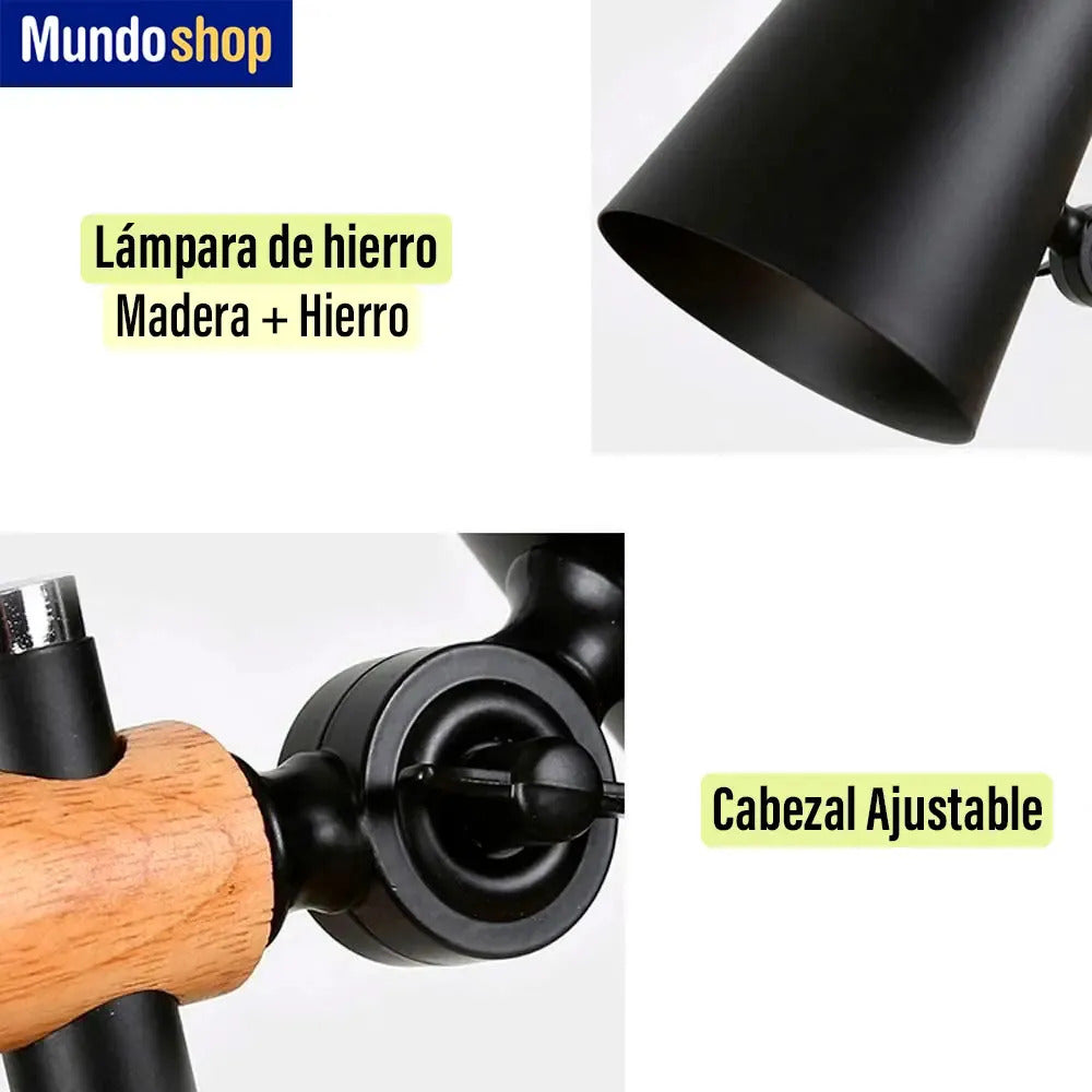 Lampara escritorio portátil nórdica metal madera ajustable