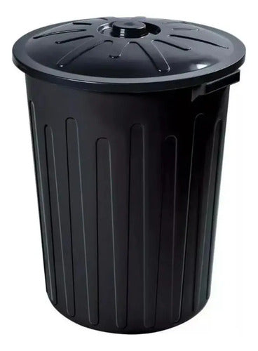 Papelera Basurero Cesto De Basura Con Tapa 65lts Plastico Negro