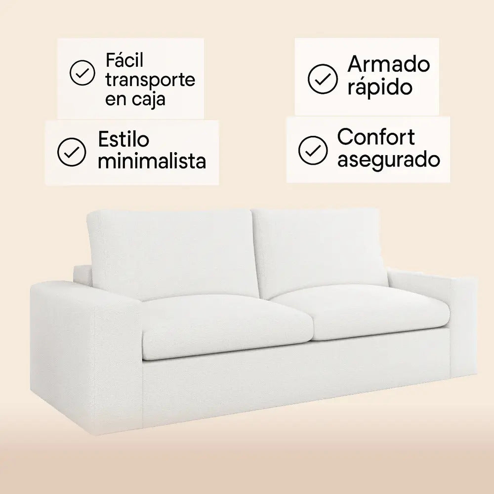 Sillón sofá living 2 cuerpos Litus compactado en caja beige