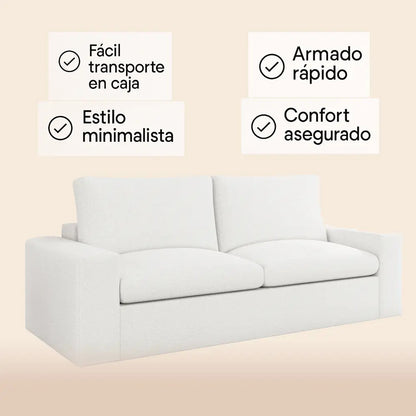 Sillón sofá living 2 cuerpos Litus compactado en caja beige