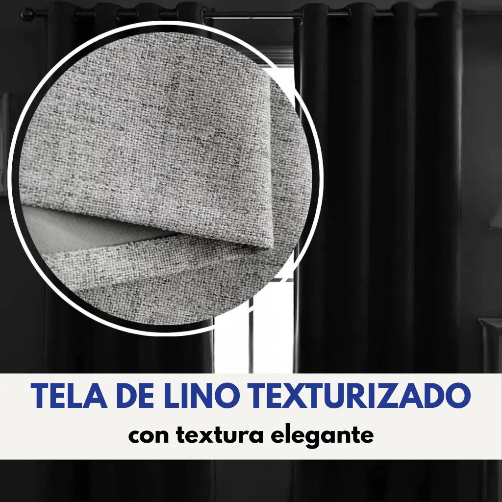 Cortina 2 paños 140 x220 cm textura lino blackout