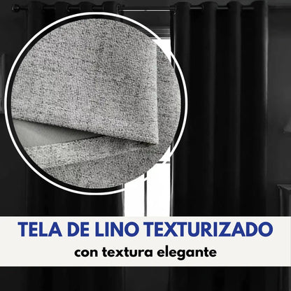 Cortina 2 paños 140 x220 cm textura lino blackout