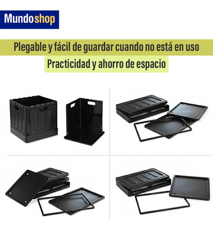 Canasto Caja Multiuso Plegable 75 Litros Apilable Negro