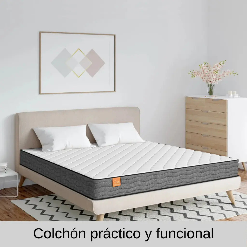 Colchón espuma 2 plazas alta densidad 17 cm firme reversible Emily