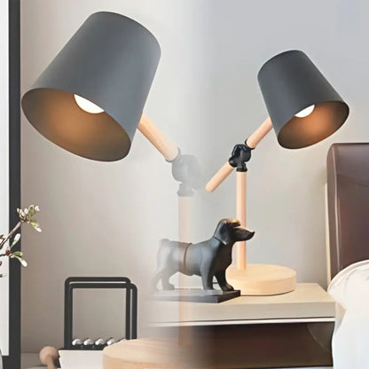 Lampara escritorio portátil nórdica metal madera ajustable