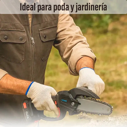 Mini motosierra 8 maletín + bateria + cadenas + accesorios negro