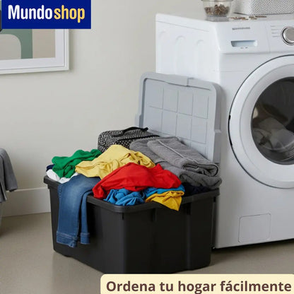 Caja Cesto Canasto Organizador Multiuso Con Tapa 40lts-negro Negro