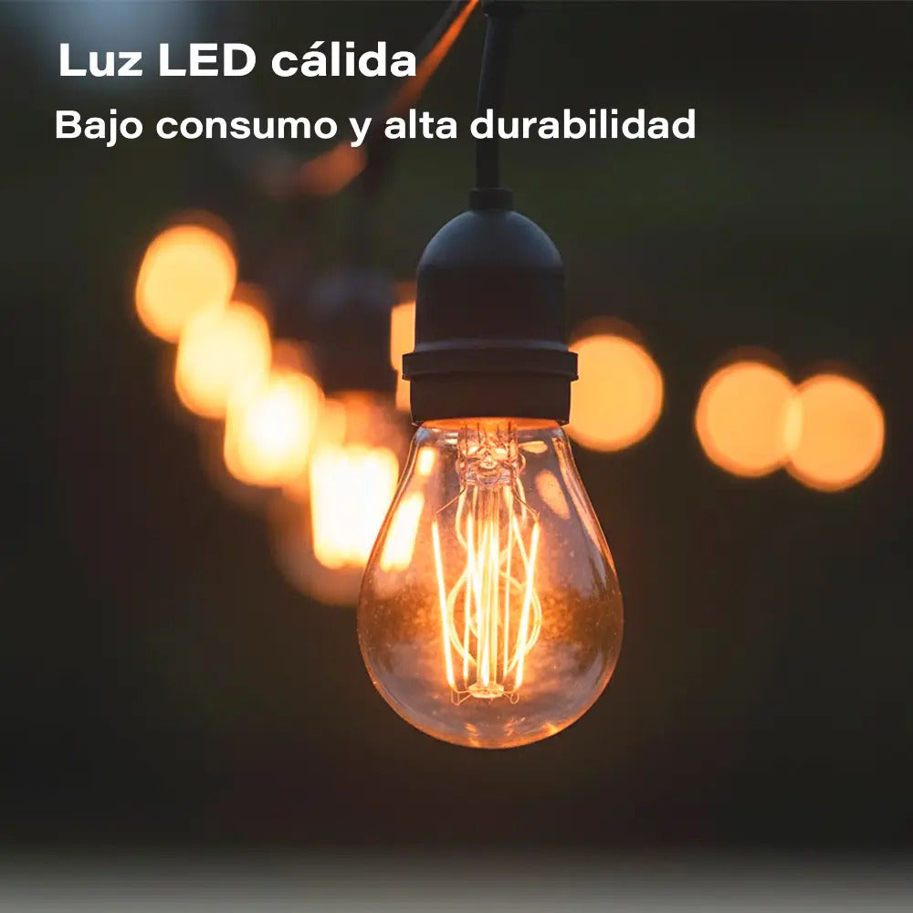 Guirnalda guia de luces LED solar 7.5 mts luz cálida